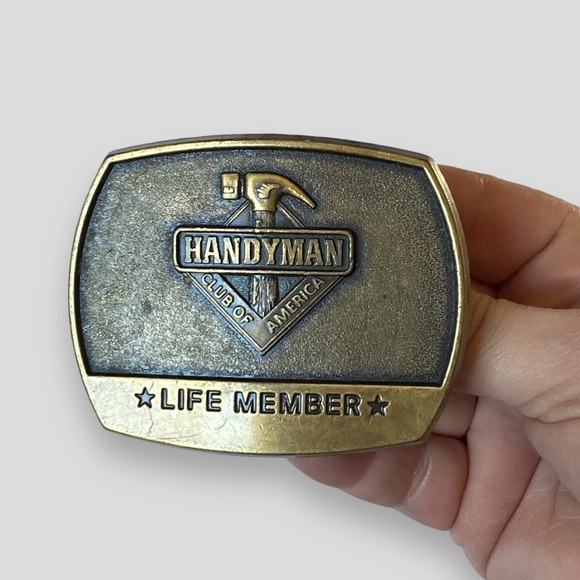 Vintage 1996 Handyman Club of America Life Member Brass Belt Buckle - Picture 2 of 6